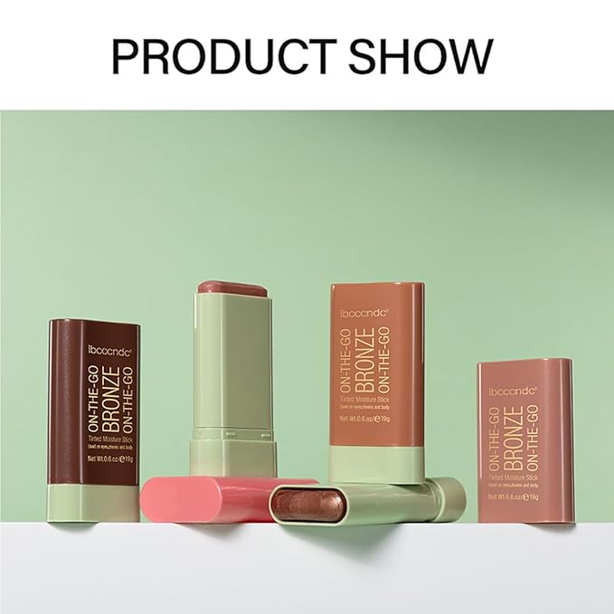 Multi-Use Makeup Blush Stick, Cream Blush Stick, Tinted Solid Moisturizer Stick for Cheek & Eyes & Lips, Waterproof Natural Nude Makeup, Suitable for All Skin (4#Beach Glow)