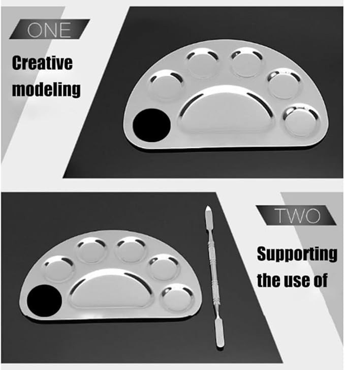 Stainless Steel Colour Professional 5 Paint Wells Palettes with Lid (Set of 1, Silver)