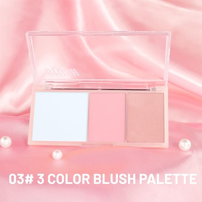 3 IN 1 Brown Nude Face Highlight Bronzer Powder Palette for Face Cheeks Contour Brightening, Buildable Matte Coverage Natural Makeup,Ultra Sculpt Nose Shadow Eyeshadow Primer-Nude