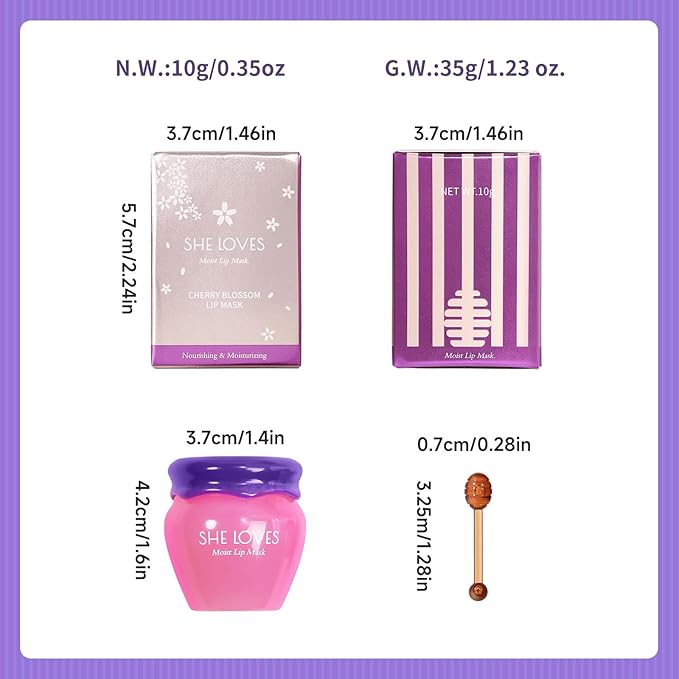 Lip Mask Overnight Lip Sleeping Masks Honey Lip Balm, Fade Lip Lines Bee Lip Balm Honey & Sakura Day and Night Repair Lip Sleeping Masks Honey Lip Balm (Sakura (Night))