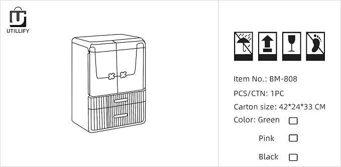 Acrylic Makeup Organizer with Drawers – 38.5CM Large Capacity Cosmetic Storage Box, Dustproof & Waterproof Vanity Organizer for Skincare, Jewelry, Lipsticks & Beauty Products (Black)