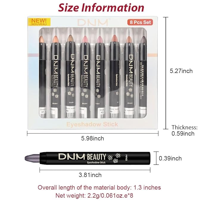 Kaely 8Pcs Cream Eye Shadow Sticks Set, Matte Shimmer Eyeliner Pencil Eyeshadow Palette Makeup, Eye Highlighter Brightener Stick for Older Women Waterproof Pigmented, sombras para ojos 06