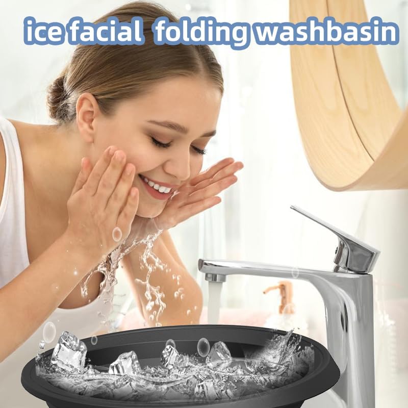 Facial Ice Bath Bowl with Built-In Ice Tray – Collapsible Cold Plunge Bowl, Portable Face Ice Therapy for Puffiness Reduction & Glowing Skin (Purple)