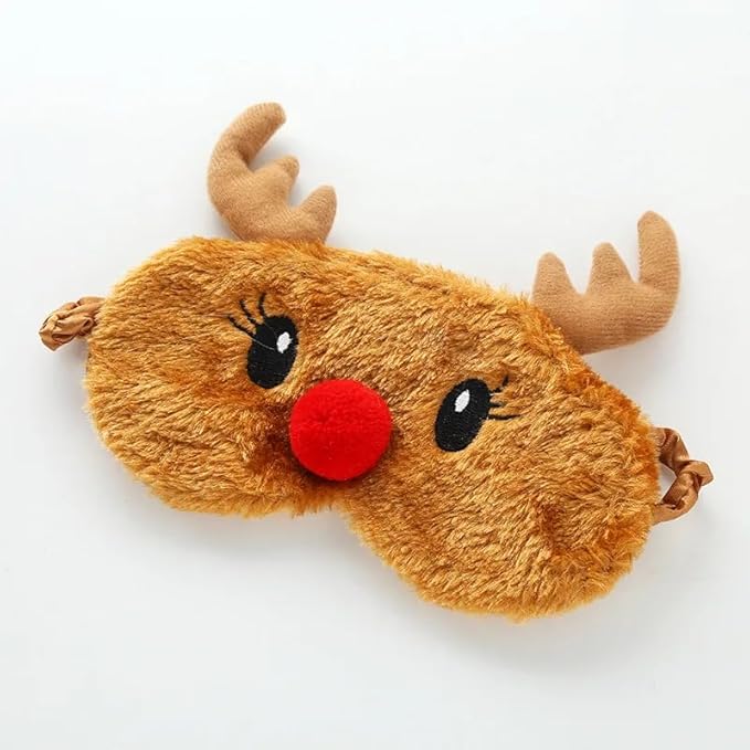 Cute Eye Mask for Sleeping Plush Cartoon Animal Sleep Plush Eye Mask Relaxation Suitable for Travel Family Party Toys for Christmas Elk Deer