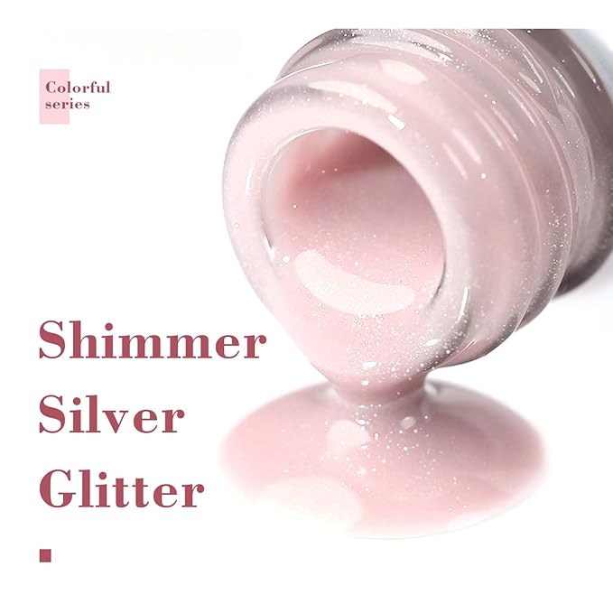 RARJSM Glitter Gel Nail Polish Nude Gel Polish 6pcs Set Shimmery Jelly Nail Gel Polish Iridescent Sparkly Pale Pink Purple Apricot Beige Translucent Natural Skin Tone Color 7.5ml Soak off UV LED Cured