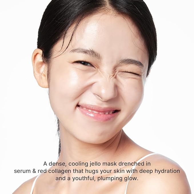 Red Collagen Jello Mask, Plump & Hydrating x 4ea, Overnight Hydrogel Mask for Dry, Mature Skin, Packed with Collagen, 5 Peptides, 2% Niacinamide