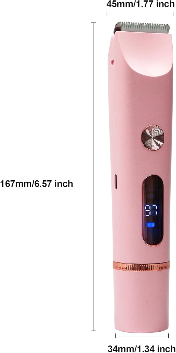 2025 Upgraded Bikini Trimmer for Women & 2 in 1 Dermave Bikini Shaver with LCD Display, Dual Head Cordless Electric Shaver, IPX7 Waterproof Wet/Dry Body Hair Trimmer for Face Body Intimate Areas,Pink