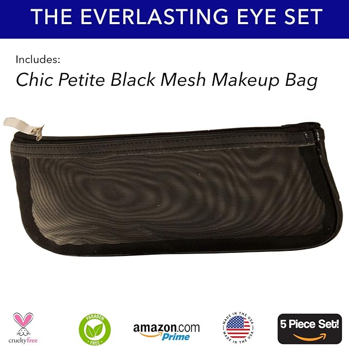 The Everlasting Eye 5 Piece Waterproof Makeup Set. Gel Eyeliner, Creme Eyeshadow, 2 brushes and Mesh Bag. Paraben-free, Talc-free, Cruelty-free. Nudetrality/Chocolate Kiss 2402