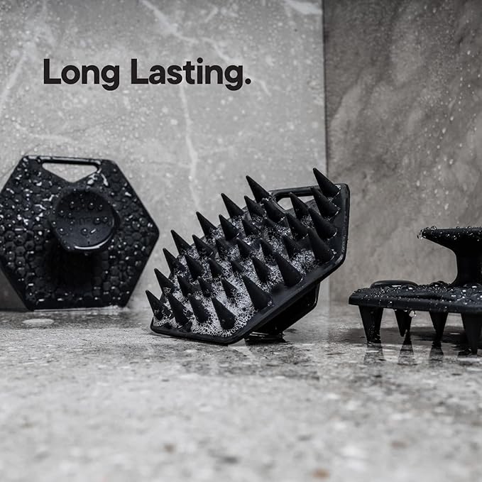 TOOLETRIES Scalp Scrubber - Silicone Exfoliating Hair Scrubber for Men, Bath & Shower Accessories - Durable Scalp Massager That Boosts Circulations & Strengthens Hair - Charcoal