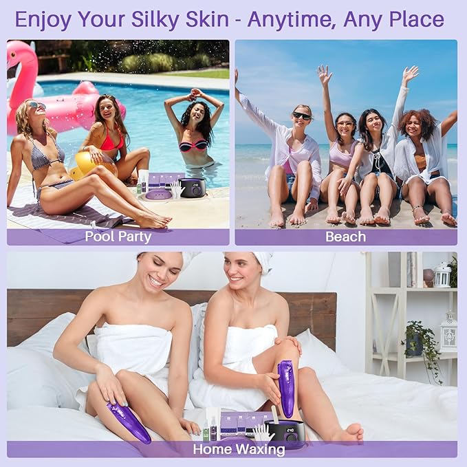 BLITZWAX Brazilian and Bikini Waxing Kit for Women, Hard Wax Warmer for Face, Legs and Body, At Home Hair Removal Kit, Beginner Friendly, Digital Fast Heating, 51 Wax Items