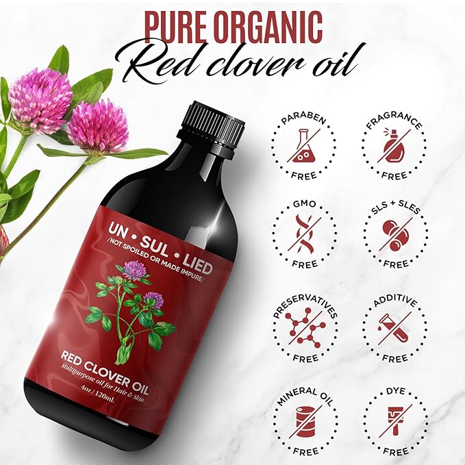 UN·SUL·LIED Red Clover Multipurpose Oil For Hair and Skin, 4 oz