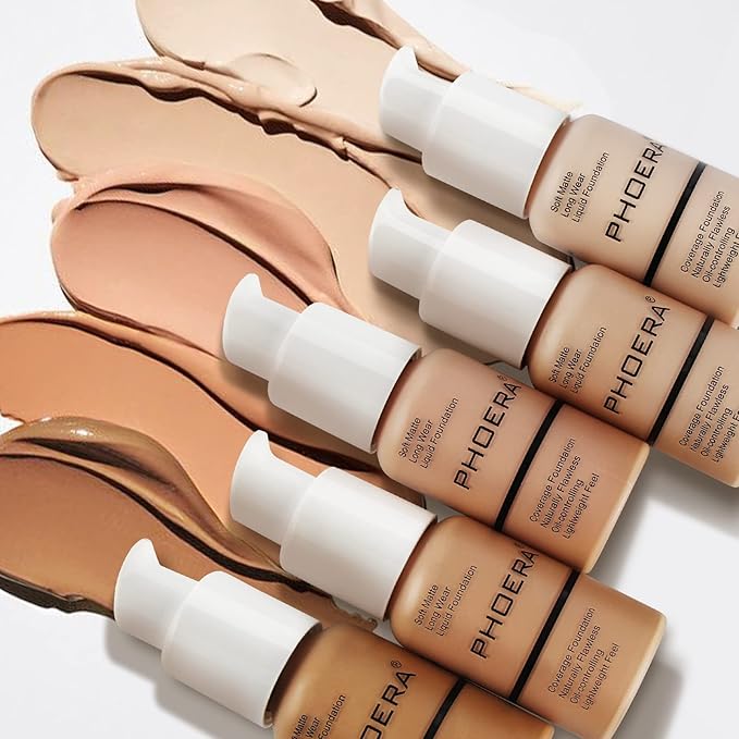 PHOERA Foundation Makeup Naturally Liquid Foundation Full Coverage Mattle Oil-Control Concealer 8 Colors Optional,Great Choice For Gift (#102 Nude,30ml)