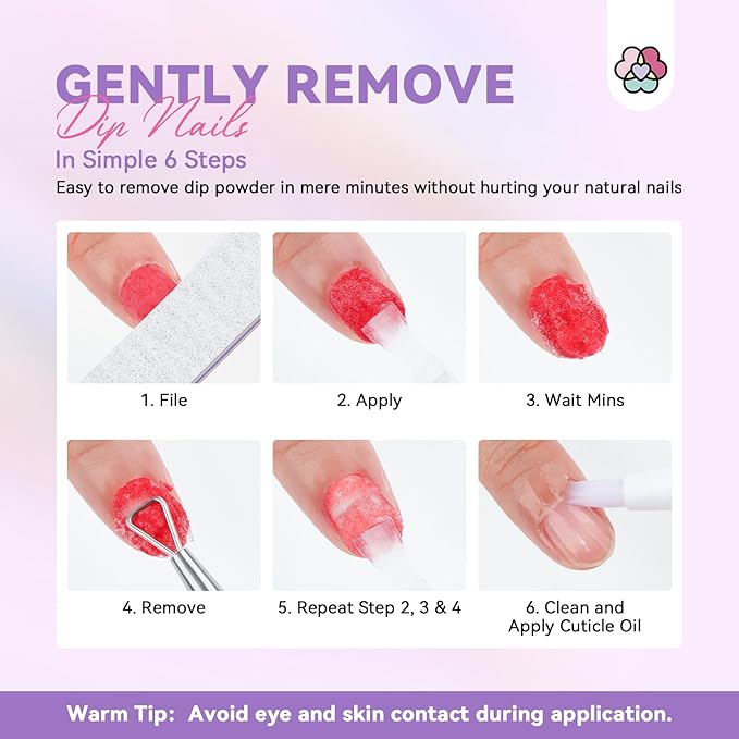 SAVILAND Dip Powder Remover Kit 2Pcs: 15ml Gentle & Safe Dip Nail Remover With Cuticle Oil Nail File Tools No Soak or Wrapping Removal Easy Remove at Home Gift For Women