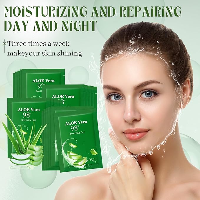 60 Pcs Aloe Vera Gel Bulk Travel Size Soothing Gel 98% Organic Aloe Vera Moisturizer for Skin and Hair Face Moisturizer for Sunburns Relief, Razor Burns, DIY Skincare
