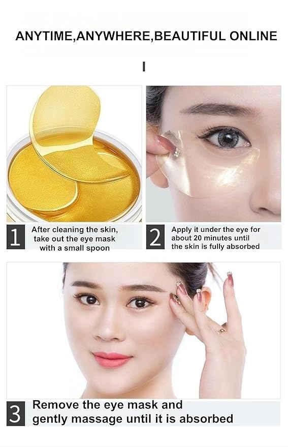 Under Eye Patches - 24K Gold Eye Mask,Moisturizing Serum for Firming, Brightening, and Relieving Eye Fatigue - Under Eye Patches for Dark Circles and Puffiness (gold)