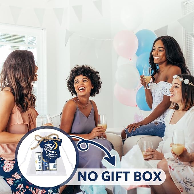 Demissle 50 Pcs Baby Shower Lip Balm Gift Set with 100 Pcs Organza Bags Baby Shower Party Favor for Guest Thank You Tag Rope Baby Shower Party Decoration Gender Reveal Souvenirs(Night)