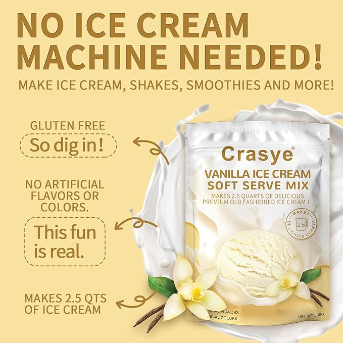10 Ounce Ice Cream Mix Vanilla Soft Serve Mix Soft Serve Mixes Base Powder Homemade for Ice Cream Maker Machine