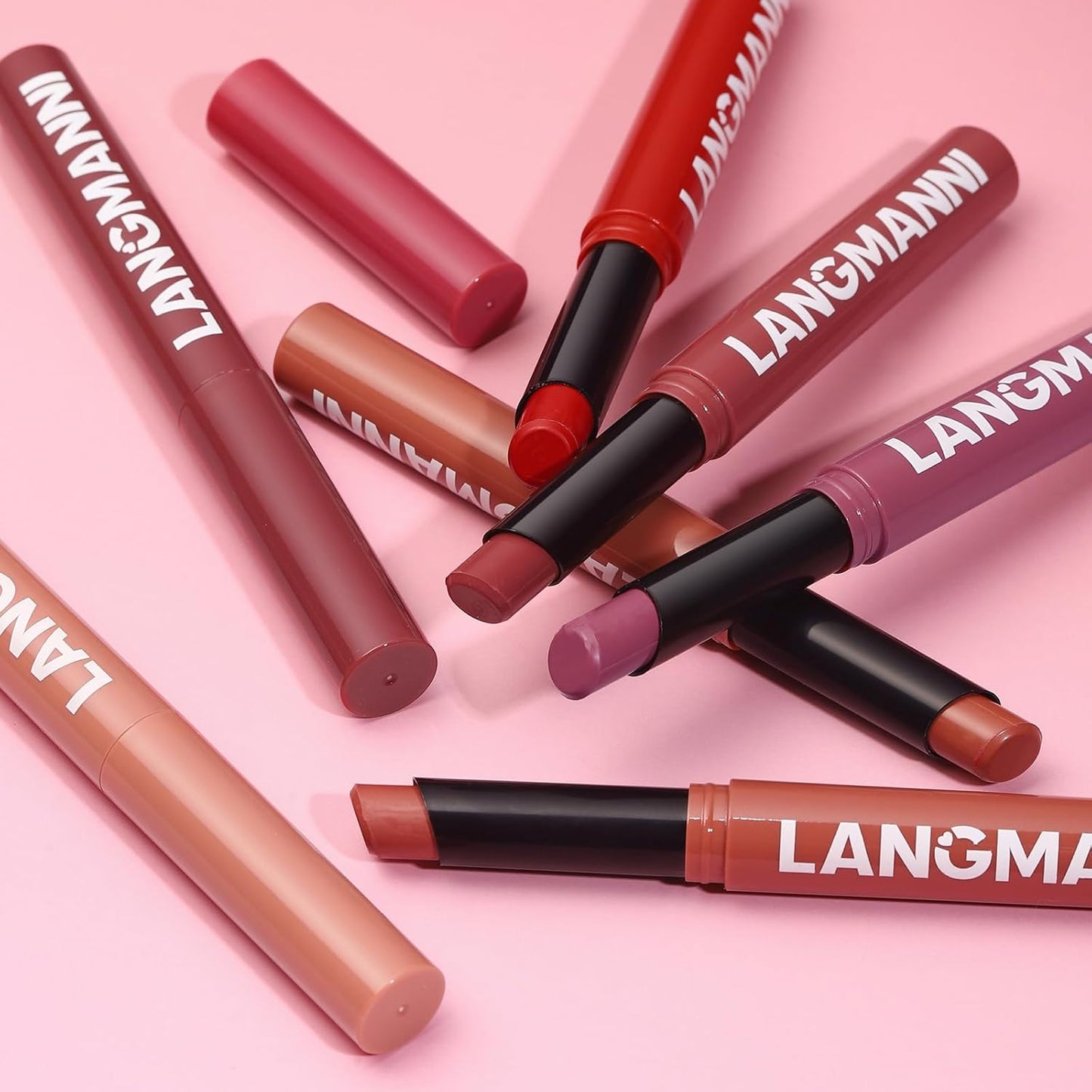 Jolilab 4Pcs Lip Set: 2 Colors Lip Liner+2 Colors Lipstick, Matte/Creamy,Smooth Creamy Texture,Long-Lasting,Bold/Nude Shades for Daily/Party, Vegan, Gift for Makeup Lovers.(#05+06)