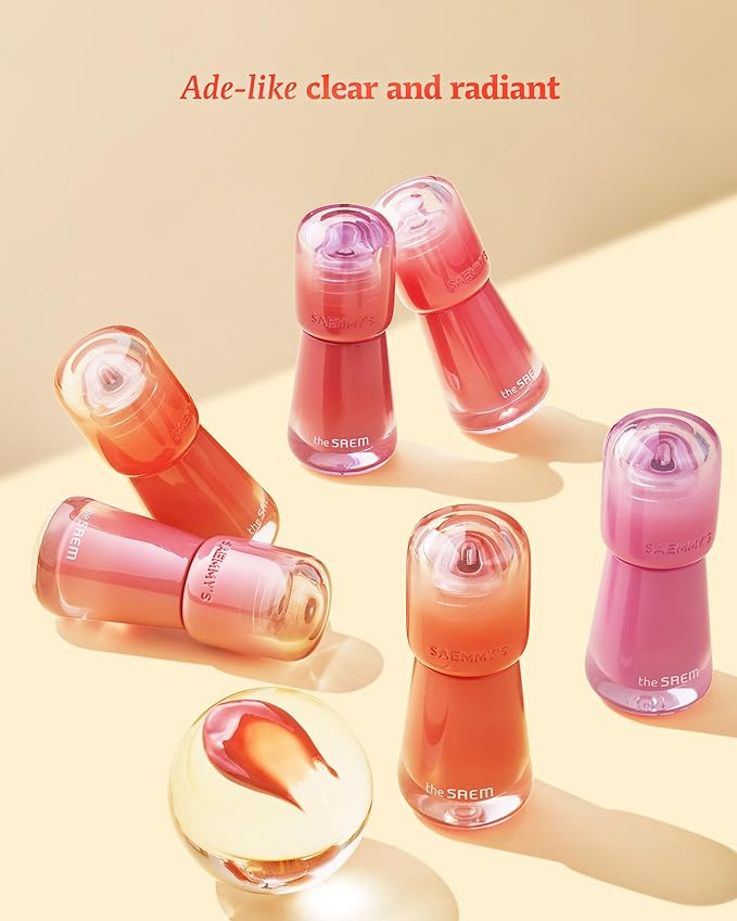 THESAEM Saemmy's Ade Shot Tint (02, 05) - Korean Lip Titnt, Water Gel Lip Stain with Plump Glowy Moisturizing Finish, Buildable Radiant Gloss, Long-Lasting Comfort, 0.1 fl.oz.