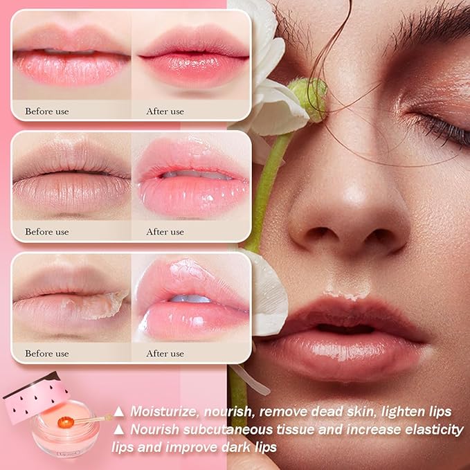 Watermelon Lip Balm, Honey Strawberry Apple Watermelon Lip Mask Overnight, Moisturizing Lip Sleeping Mask, Day & Night Lip Care - Hydrate Repair Prevent Dry (Watermelon)