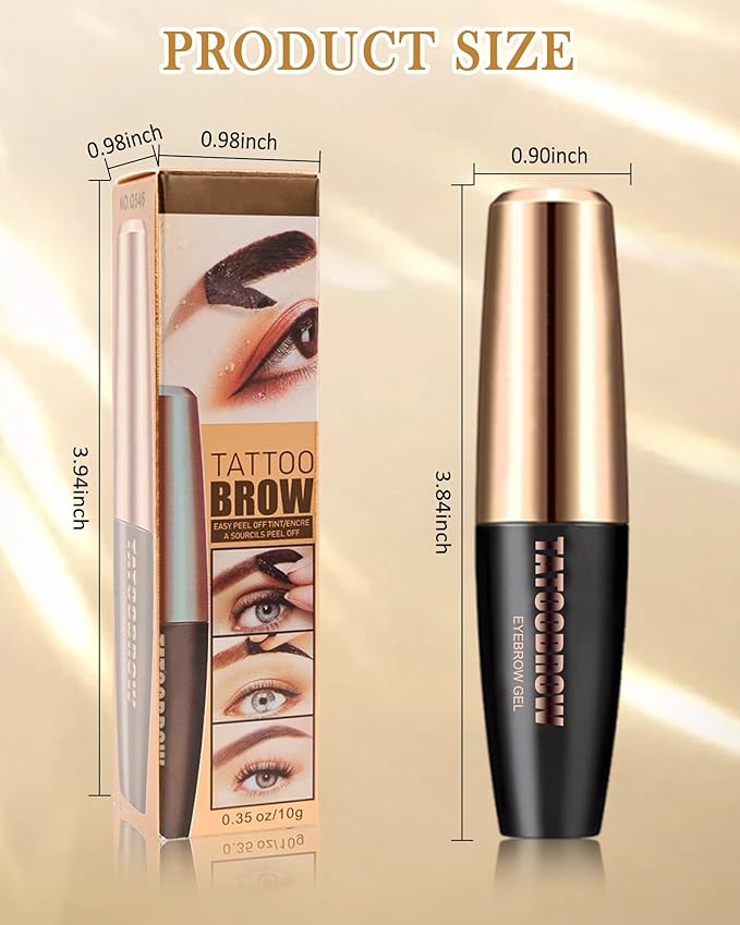 Eyebrow Gel Peel Off, 2Pcs Brown Tattoo Eyebrow Gel Easy Peel Off, Long Lasting Waterproof Eye Brow Tinting Dye, Tattoo Brow Stain Tint Kit for Natural Eye Makeup, Thanksgiving Gift for Women-01