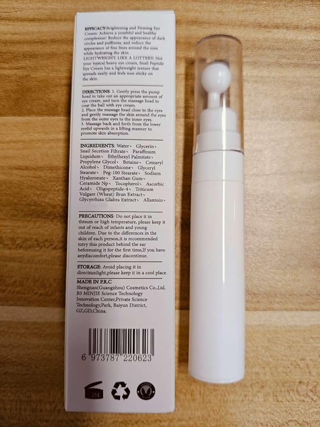 Advanced Snail Peptide Eye Cream for Dark Circles & Puffiness, Snail Mucin Eye Cream with Niacinamide Reduce Wrinkles & Fine Lines, 2 Pcs Under Eye Roller Cream for Moisturizing.