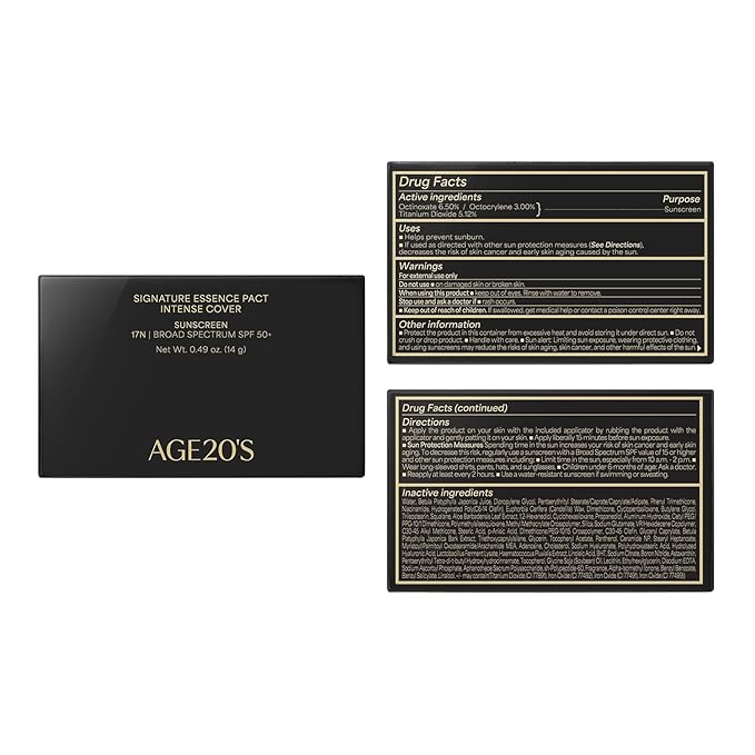 AGE20'S Signature Essence Pact SPF 50+ | Pack of 2 | 25N SAND | Cream Foundation, Dewy Finish, Natural Coverage | Korean Cushion Foundation