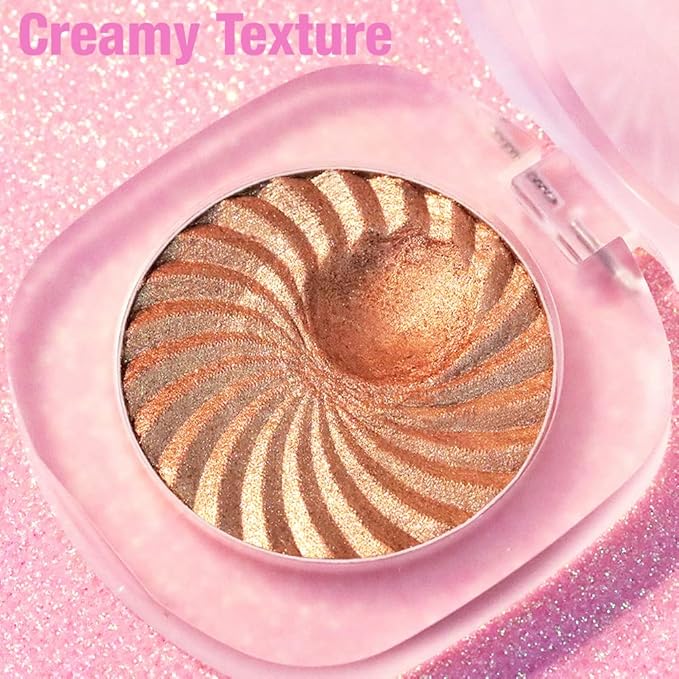 Cream Highlighter Makeup Palette, Glow Highlighters Makeup Powder, Suit for Cheeks, Body, Eyeshadow, Silver Light Pink Rose Gold Purple Champagne, Vegan, Talc Free (06)