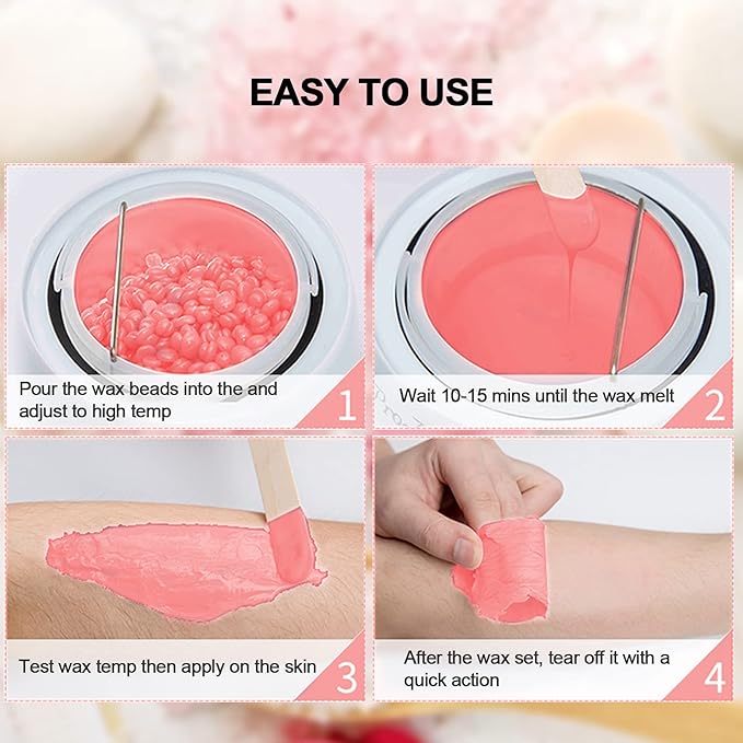 Wax Beads Bulk, 52.8oz Depilatory Painless Wax Beans Quick Hair Removal for Body Skin, Long Lasting for Back, Chest, Leg, At Home Waxing Choice