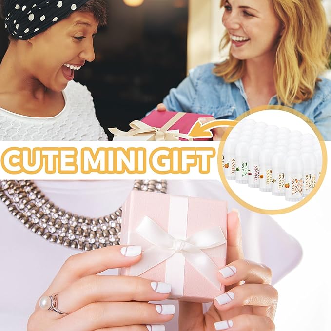 25 Pcs Mini Lip Balm Bulk 5 Assorted Flavors Thank You Lip Balm Employee Appreciation Gifts Dry Chapped Lip Care Products for Adults Coworkers Women Friend Wedding Bridal Shower Baby Shower