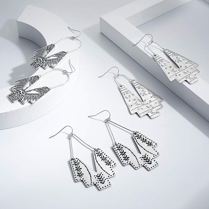 Zealmer Gold Geometric Earrings Statement Vintage Boho Ethnic Earrings Hollow Out Fan Shape Dangle Drop Earrings for Women Birthday Christmas Valentines Day Gift