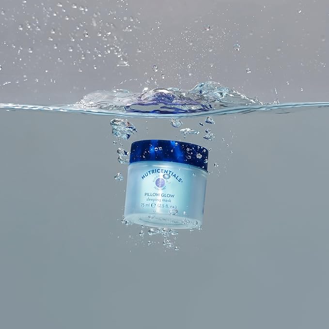 NuSkin NUTRICENTIALS Pillow Glow Sleeping Mask | Overnight Hydration | Bioadaptive Botanical Complex | Red Algae | Apple Extract | Deep Sea Water | Skin Glowing & Pore Minimizing | 2.5 Fl Oz | 2 Pack