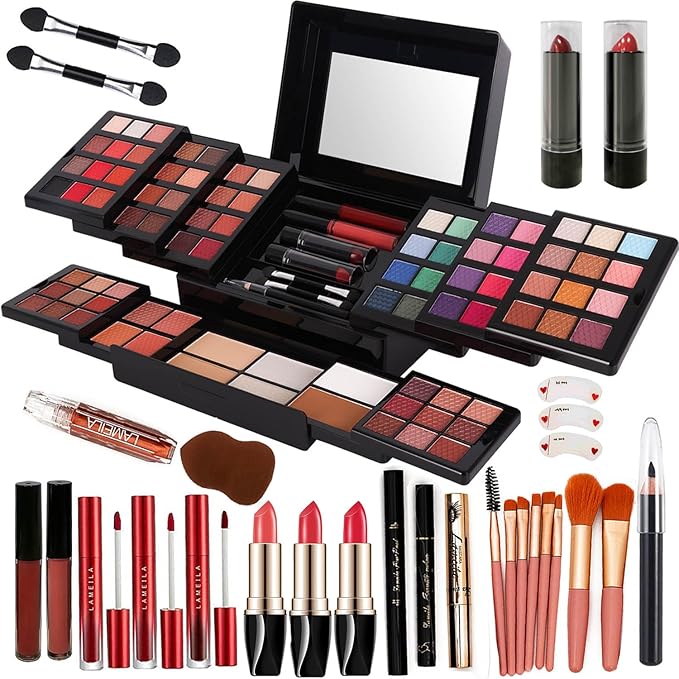 88 Colors Professional Makeup Palette Set Kit Combination, All In One Makeup Gift Set for women Full Kitļ¼ include Eyeshadow,Lipstick,Compact Powder,Eyeliner,Concealerļ¼006-Blackļ¼