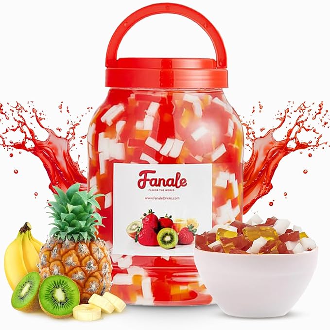 Fanale Coconut Jelly Topping nata de coco for Bubble Tea 8.3 lb | Rainbow Jelly | for Boba Tea, Smoothies, Slushes, Desserts | 8.3 pound (Pack of 4) | JEL001-CS