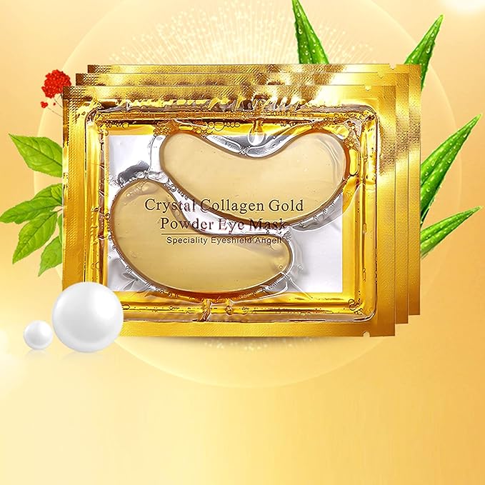 20 Pack Collagen Crystal Lip Masks, Gold Under Eye Masks Set Natural Moisturizing Gel Anti-Aging Anti Chapped Hydrating Reducing Puffiness Dark Circles and Wrinkles Lip Eye Pads for Women Men