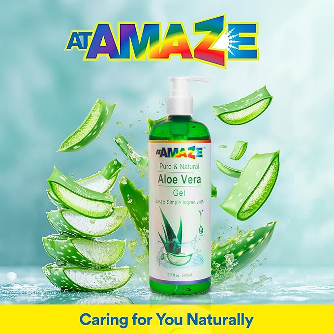 Aloe Vera Gel for Hair and Skin, Hydrating & Non-Sticky, Soothes Scalp and Skin, No Strong Scent, Lightweight & Fast-Absorbing Pure Aloe Vera Gel for Body, 16.7 fl oz (500 ml)