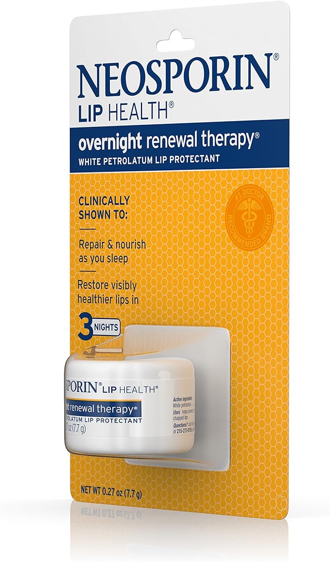 Neosporin Lip Health Overnight Healthy Lips Renewal Therapy Petrolatum Lip Protectant, 0.27oz. (Pack of 2)