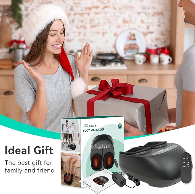 Snailax Foot Massager with Heat Compression Vibration Shiatsu Feet Massager for Plantar Fasciitis Neuropathy, Remote Control, Up to Size 13, Gifts for Dad, Mom Heated Foot Warmer