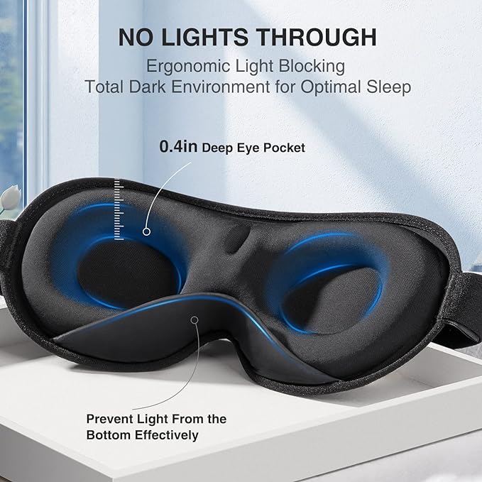 YFONG Weighted Sleep Mask, Women Men 3D Eye Mask Blocking Lights Sleeping Mask (4.2oz/120g), Pressure Relief Night Sleep Eye Mask with Adjustable Strap, Eye Cover Blindfold for Travel Nap Yoga, Pink