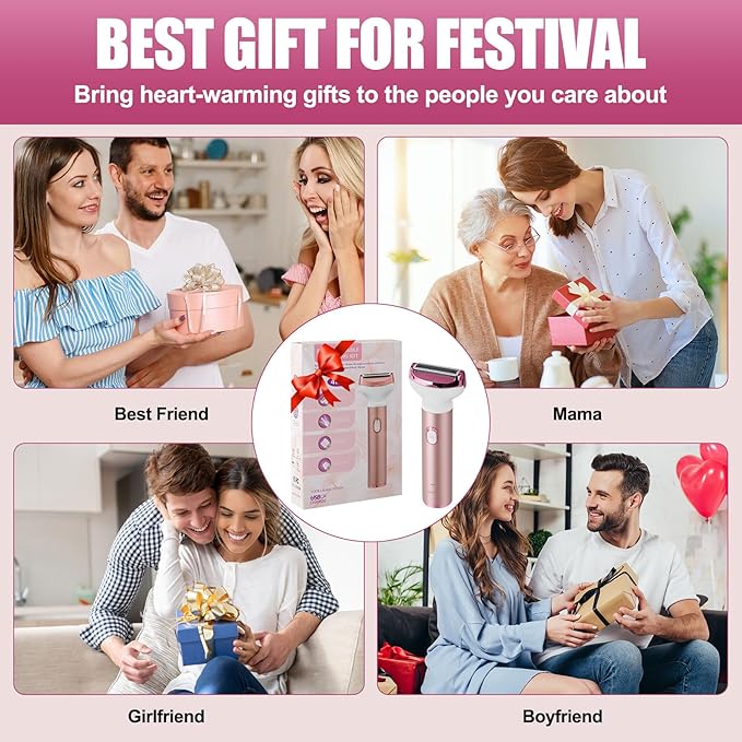 Women Face Epilator, 4-in-1 Body Shaver and Facial Epilator, Hair Removal for Faces, Rechargeable Electric Facial Hair Removal Devices for Face, Armpits, Eyebrows, Nose