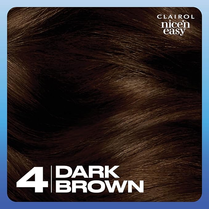 Clairol Nice'n Easy Permanent Hair Dye, 4 Dark Brown Hair Color, Pack of 3