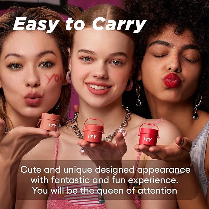 ITY Velvet Matte Finish Lip Stain-Mousse Textured Pudding Pot Lip Clay with Brush, Nude Shade, Dual-Use as Lipstick and Blush, Conceals Lip Lines, Rich Pigment, 0.21 oz (6g) in Terracotta Kiss