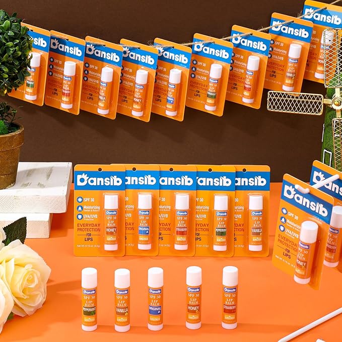 10 Pcs Sunscreen Lip Balms Bulk SPF 30 Lip Balms Stick with Sunscreen Employee Staff Appreciation Gifts Bulk Team Coworkers Christmas Party Gifts for Outdoor Travel Beach