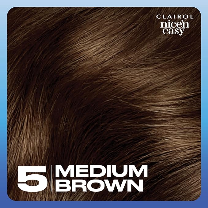 Clairol Nice'n Easy Permanent Hair Dye, 5 Medium Brown Hair Color, Pack of 3