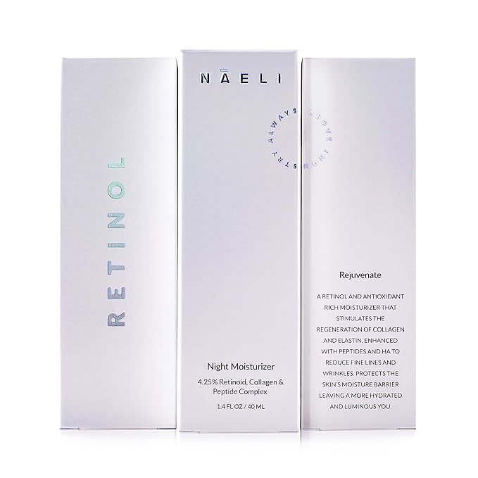 Retinoid Cream - 4.25% Retinol Night Moisturizer for Face & Neck with Collagen, Peptides & Hyaluronic Acid - Anti Aging Wrinkle Cream, Improves Skin Tone & Texture, 1.4 oz (Pack of 2)