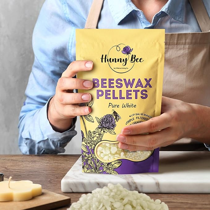 Trifecta Living Co.'s Beeswax Pellets - 100% Pure Bees Wax Perfect for DIY Candles, Skincare, and More! Discover The Creative Possibilities with Our Versatile, Pure Beeswax Pellets!