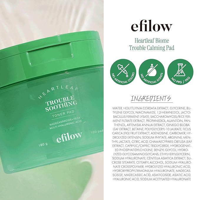 Heartleaf Biome Trouble Calming Pad 100 Sheets | Soothing Cleansing Pads for Face Redness and Sensitivity | Pure & Refreshing Korean Face Pads