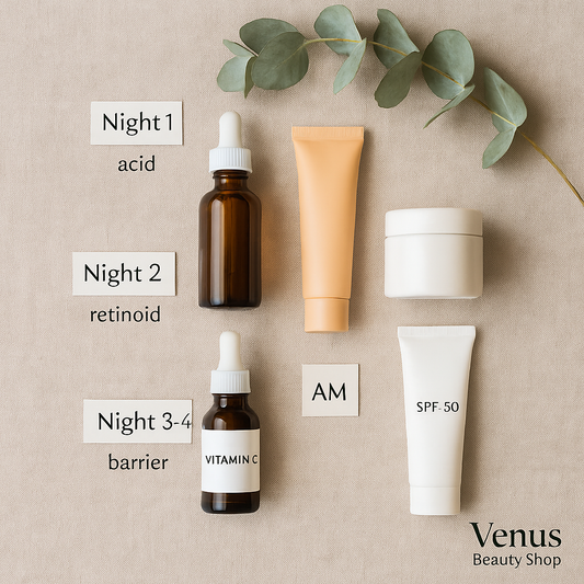 The Capsule Routine: A 4-Night Skin-Cycling Blueprint (Actives, Barriers & SPF) | Venus Beauty Shop