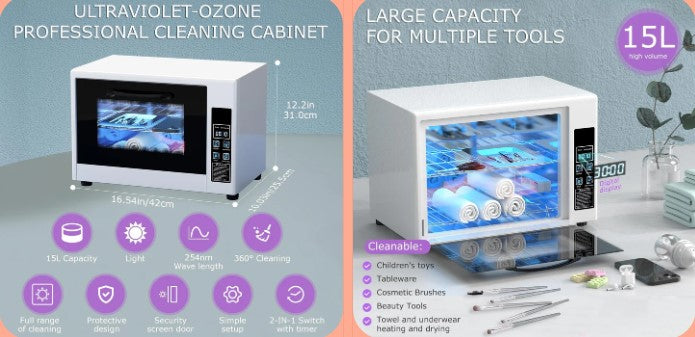 Professional-Grade Cleaning Made Easy: YOTAN 15L Nail Tool Cleaner with Timer & Hot Air System