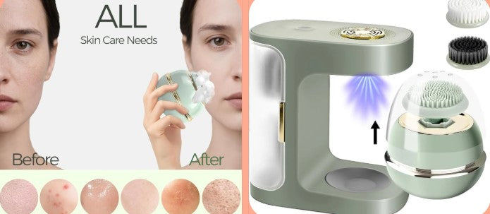 KangGlow Electric Silicone Face Cleansing Brush — Deep Pore Cleaning, UV-C Hygiene & Wireless Charging for Smarter Skincare